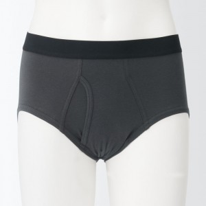 Grey Muji Stretch Jersey Front Open Men Briefs | WA9M8N99F