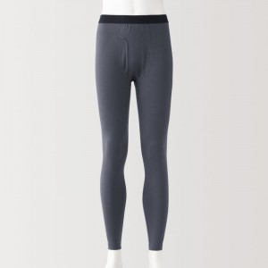 Grey Muji Warm Cotton Long Men Tight | SA5Q6R85K