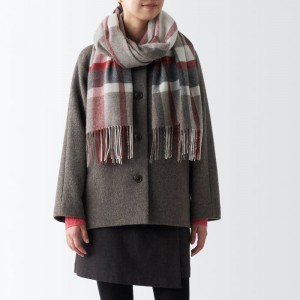 Grey Muji Wool 2-way Large - Patterned Women Scarf | UL5F0Q22U