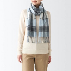 Grey Muji Wool Patterned 30x180cm Women Scarf | UN4R1E40F