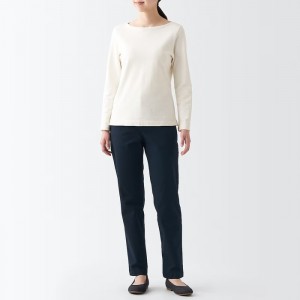 Navy Muji 4-Way Stretch Chino Slim Tapered Women Pants | ZC6K9A86C