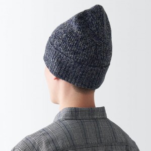 Navy Muji Excess Yarn Men Beanie | LZ2U5U67D