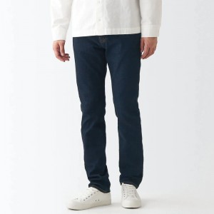 Navy Muji Stretch Denim Slim Men Jeans | ED9A5U73E