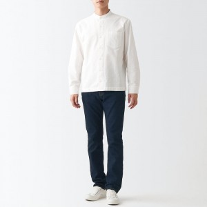 Navy Muji Stretch Denim Slim Men Jeans | JD8L0G93R