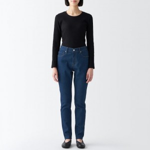 Navy Muji WoStretch Denim Slim Men Jeans | WB5N7P18V
