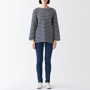 Navy Muji WoSuper Stretch Denim Skinny Men Jeans | NV4U4K18C