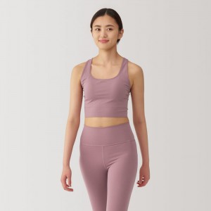 Pink Muji Quick Dry Half Top Women Sports Bra | XQ7I1O00F