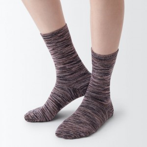 Purple Muji Right Angle Excess Yarn 3 Pair Women Socks | HT7G5B01U