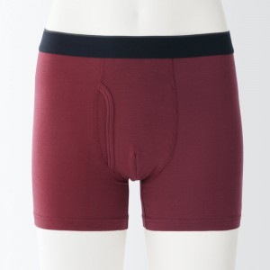 Red Muji Lyocell Front Open Boxer Men Briefs | VB4G1Y71E