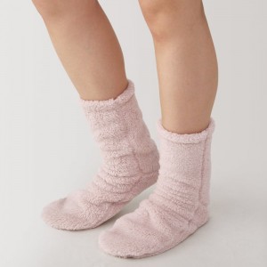 Red Muji Right Angle Boa Fleece Cozy Women Socks | DA7U5K83K