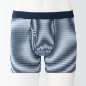 Red Muji Smooth Front Open Striped Boxer Men Briefs | SA4E6G25T