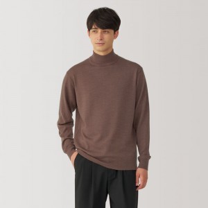 Red Muji Washable High Gauge High Neck Men Sweaters | KK9T8R45K