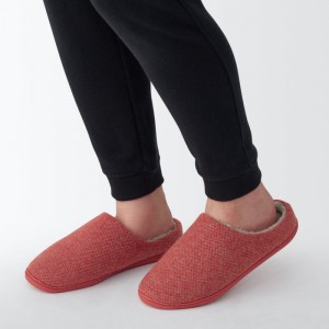 Red Muji Wool Blend Comfortable Men Slippers | TB5K2F71Z