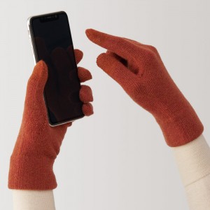 Red Muji Wool Blend Touchscreen Men Gloves | TM8T2H55Q