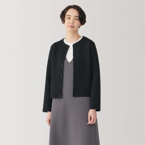 White Muji Double Knitted Sweatshirt Women Cardigan | YP9O1K07S