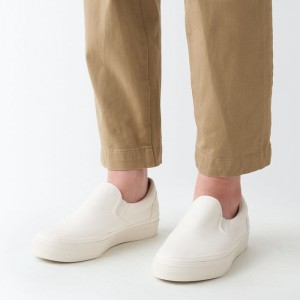 White Muji Less Tiring Slip-On Women Sneakers | MW1Q5P28R