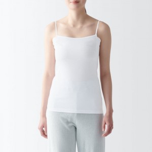White Muji Moisture Wicking Cotton with Sweat Pads Women Tank Top | LQ9V6N57F