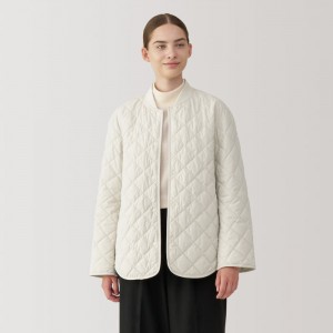White Muji Padding Quilted Women Jackets | LE0N4E70S