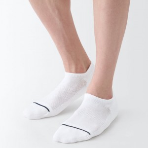 White Muji Right Angle Pile Sneaker 25-29cm Men Socks | LI6C1B55J