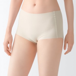 White Muji Seamless Ribbed Shorts Women Briefs | RG0F2W44Z