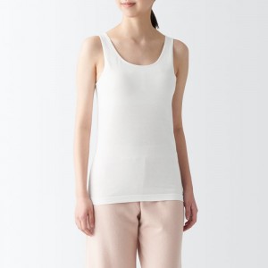White Muji Silk Blend Bra Women Tank Top | QU5R7R82H