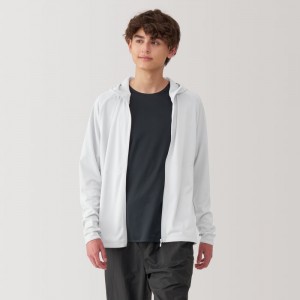 White Muji UV Protection Quick Dry Zip-Up Hoodie Men Hoodie | WY3V9O46S