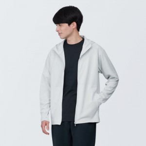 White Muji UV Protection Quick Dry Zip Up Hoody Men Hoodie | FT6S6A30G