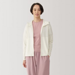 White Muji UV Protection Quick Dry Zip Up Hoodie Women Jackets | VW3G8K05A