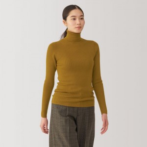 White Muji Washable High-Gauge Turtleneck Women Sweaters | FK9B9I52F