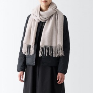 White Muji Wool 2-way Large Men Scarf | OW9V0G24U